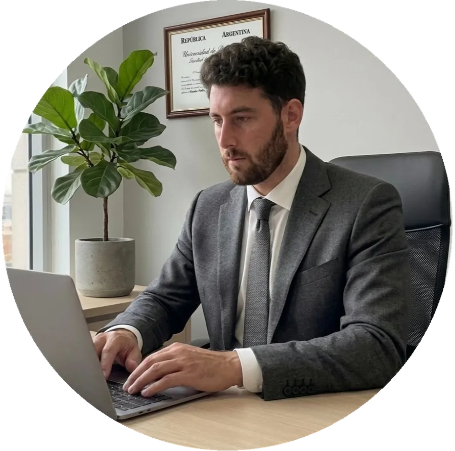 CPA Pablo Alejandro Paz, founding partner of Estudio Paz & Asoc., working in his office
